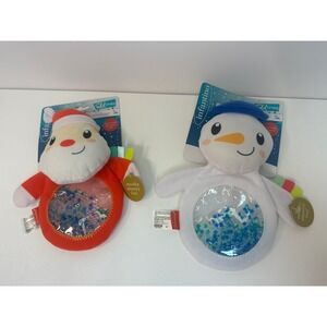 Infantino Seek & Squish Sensory Pals: Santa & Snowman with Gel-Bead Belly NEW